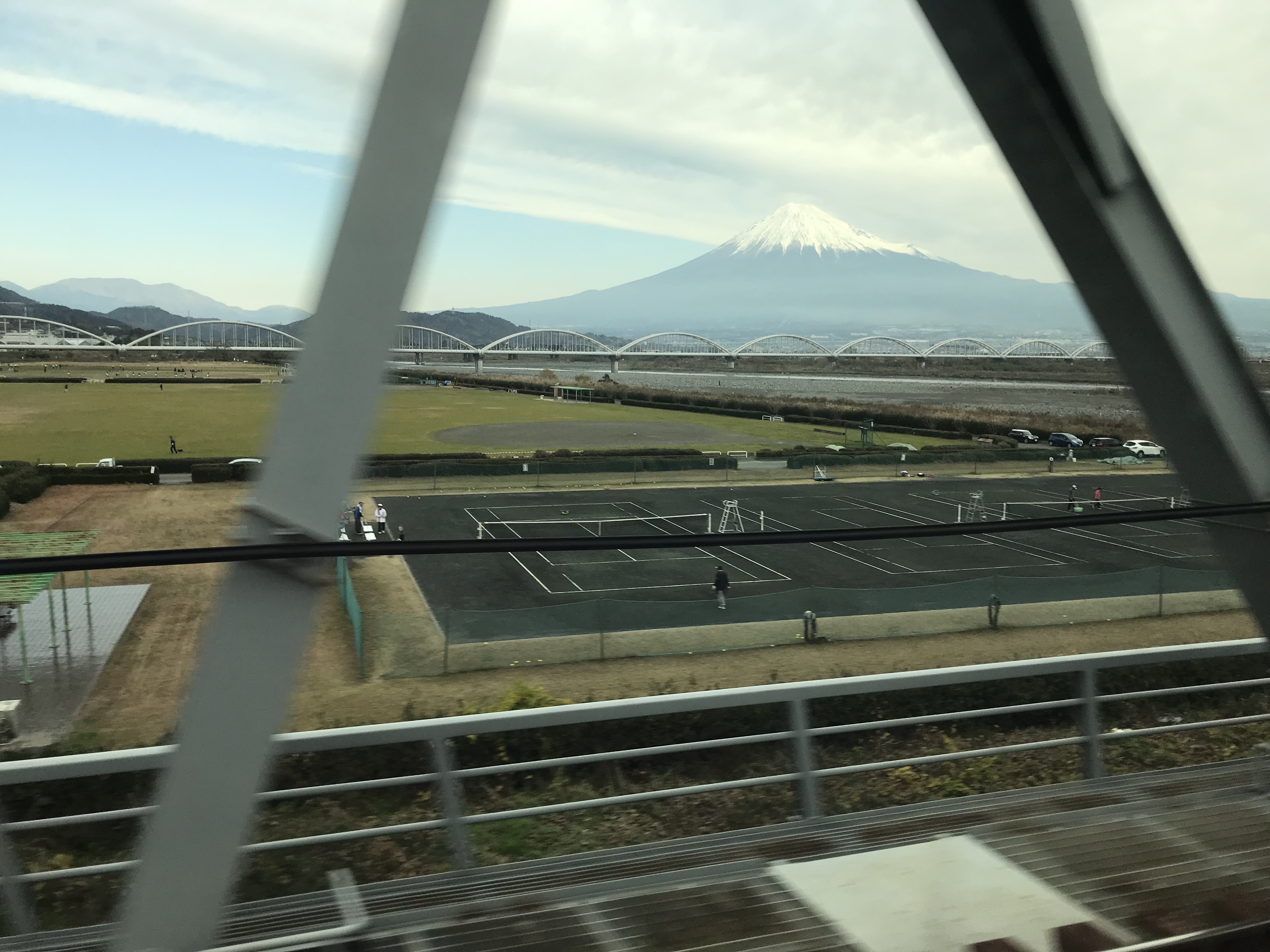富士川を渡っている時に見える富士山
